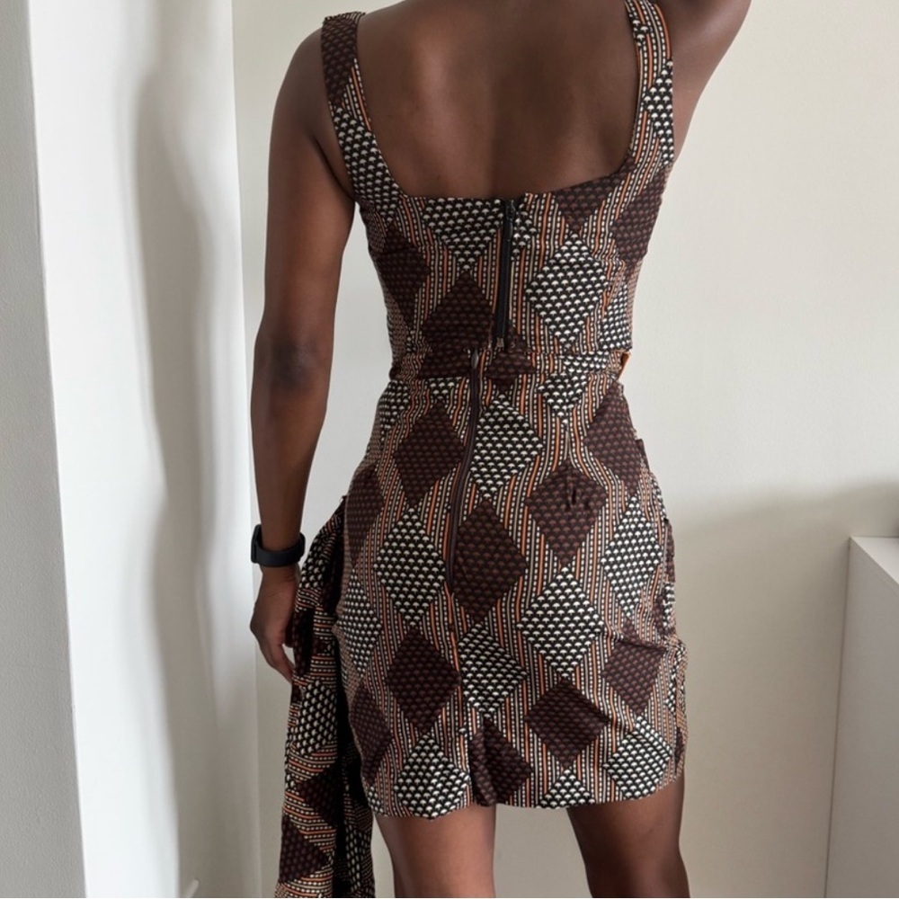 Custom Made African Print Corset Crop Top in Brown - Picture 3 of 7